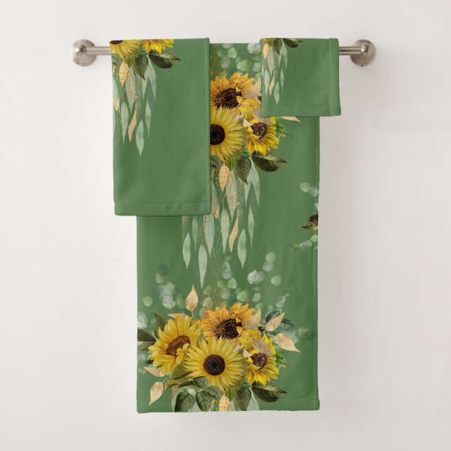CONJUNTO DE TOALHAS ELEGANTE SAGE GREEN SUNFLOWROOM TOWEL SET (Insitu)