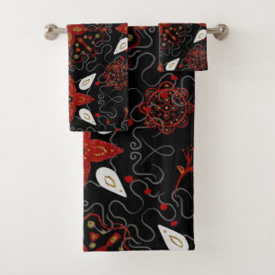 Conjunto De Toalhas Elegante, sensação festiva padrão floral simétrico