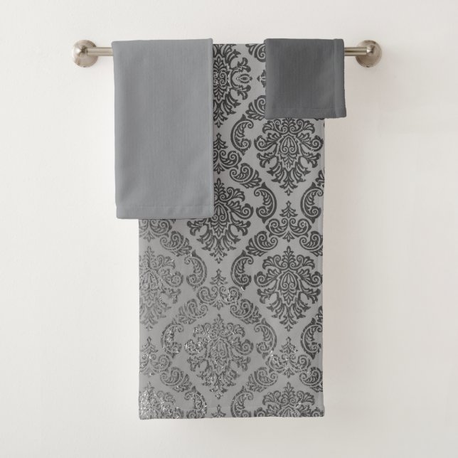 Conjunto De Toalhas Elegante Silver Damask (Insitu)