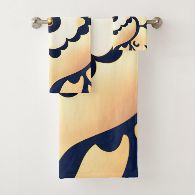 Conjunto De Toalhas Elegante, Simples, Moderno, Tendência, Bege e Azul (Insitu)