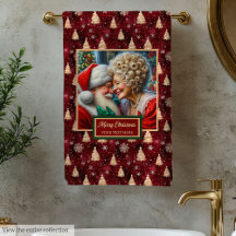 Elegante Sr. e Sra. Claus Vintage Bath Towel