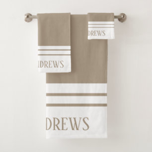 Conjunto De Toalhas Elegante Taupe Monogramas