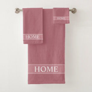 Conjunto De Toalhas Elegante Texto de Casa Editável em Rosa Dourado Ro