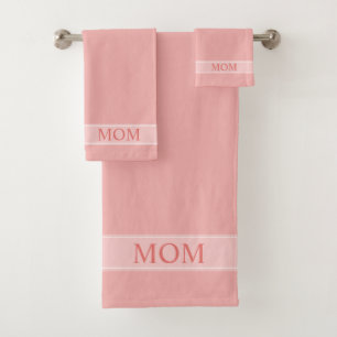 Conjunto De Toalhas Elegante Texto de Mãe Editável em Rosa Pálido Simp