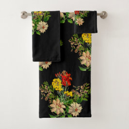 Conjunto De Toalhas Elegante Vintage Floral a Preto