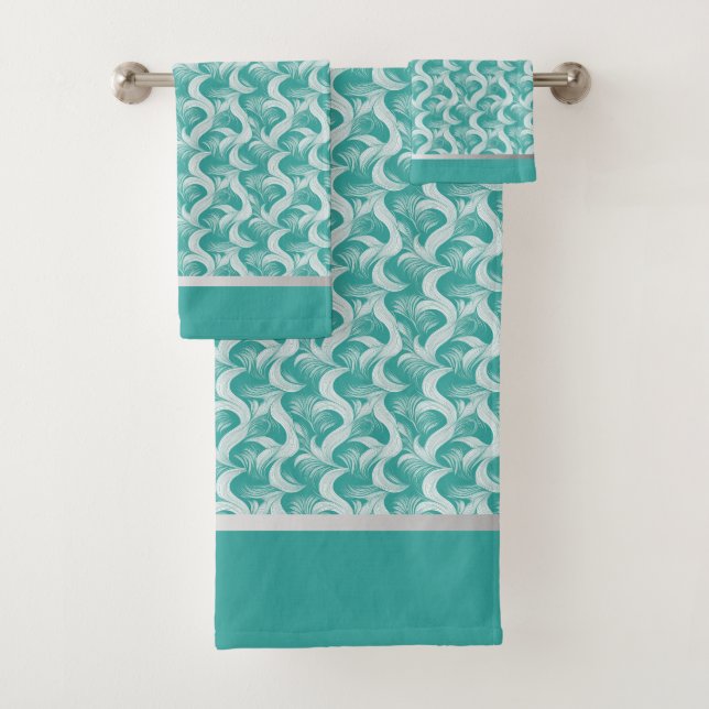 Conjunto de Toalhas Elegantes Abstratas Aqua (Insitu)