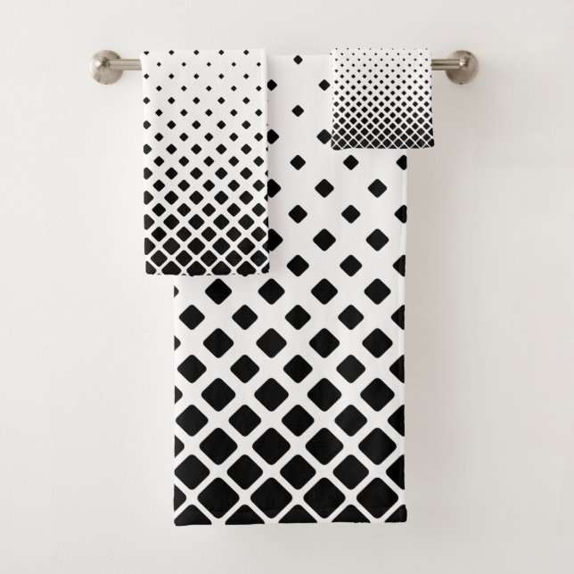 Conjunto De Toalhas Elegantes Diamantes Pretos em Gradiente Abstrato e (Insitu)