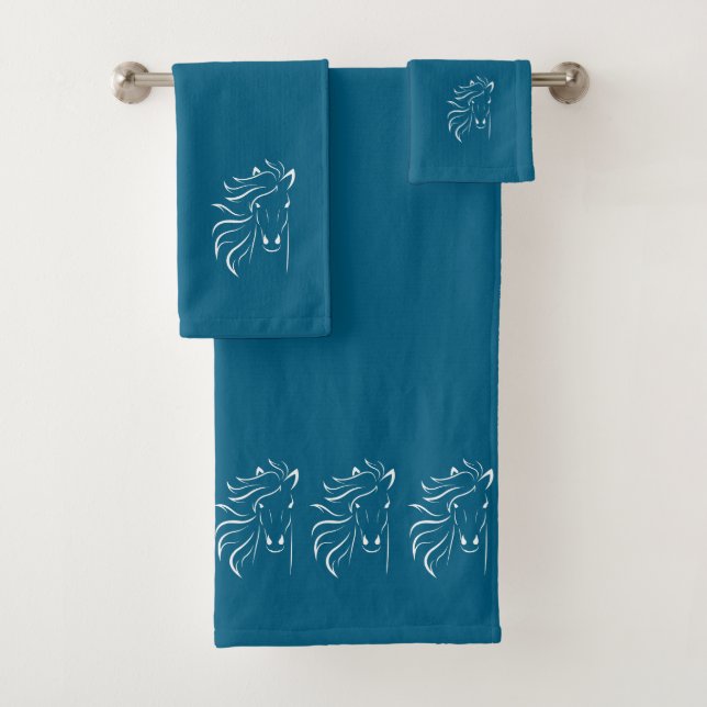 Conjunto De Toalhas Elegantes e sofisticados, silhuetas de cavalos bra (Insitu)