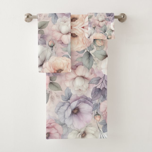Conjunto De Toalhas Elegantes Flores de Rosa (Insitu)