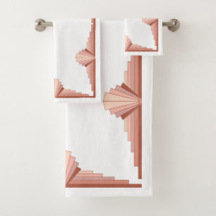 Conjunto De Toalhas Elementos de deco de arte na paleta dourada rosa