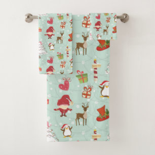 Conjunto De Toalhas Elementos de Natal Reindeer Elves