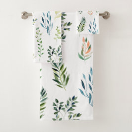 Conjunto De Toalhas Elementos Florais de Aquarela