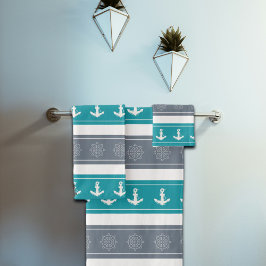 Conjunto De Toalhas Elementos Náuticos para Barcos de Padrões