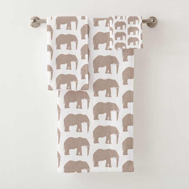 Conjunto De Toalhas Elephant Safari Pattern Bath Towel Set (Insitu)