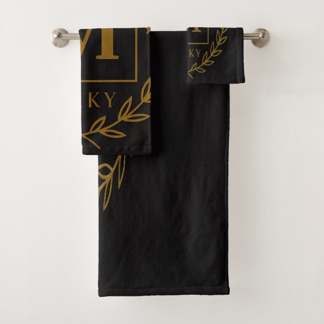 Conjunto De Toalhas "Emblema Real NMKY – Design de Brasão com Monogram (Insitu)