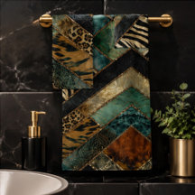 Emerald Green Black Gold Animal Print 