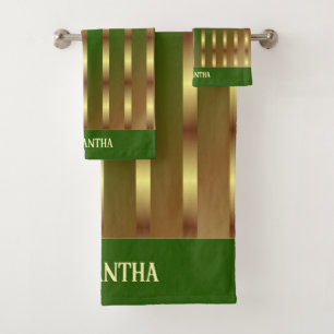 Conjunto De Toalhas Emerald Green E Dourado Nome De Faixa De Gradação