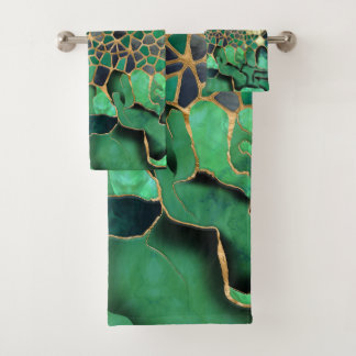 Conjunto De Toalhas Emerald Marble células abstrato art