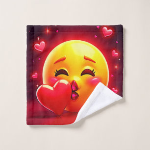 Conjunto De Toalhas Emoji de Beijo: Arte de Amor e Corações