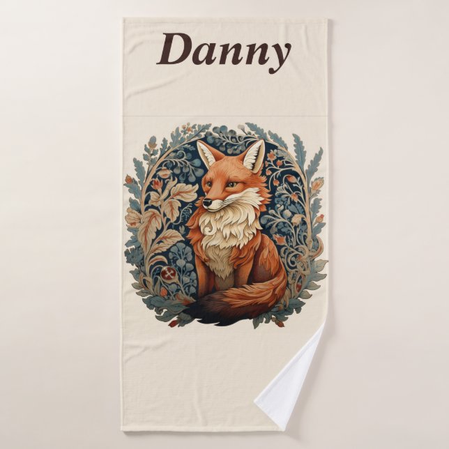 Conjunto De Toalhas Encantando Fox Woodland com Nome Personalizado (Toalha de Banho)