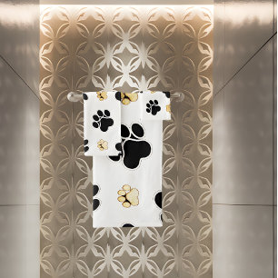 Conjunto De Toalhas Enegreça e tan o branco canino do impressão da
