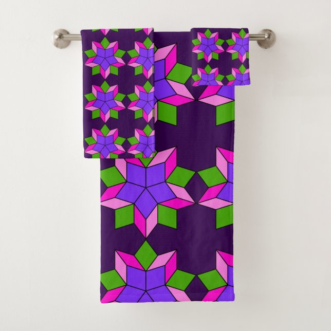 Conjunto De Toalhas Enfeite com flores violetas (Insitu)