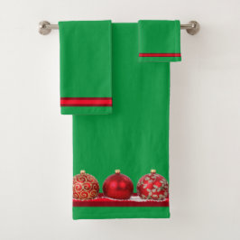 Conjunto De Toalhas Enfeite de Natal Verde Brilhante e Vermelho