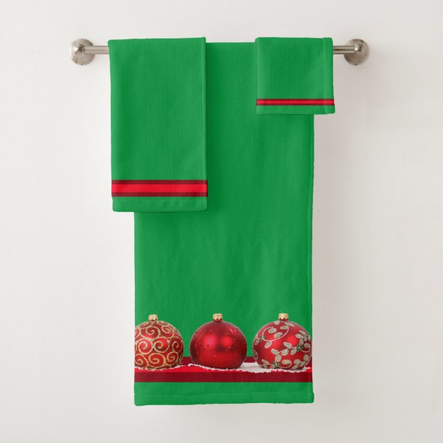 Conjunto De Toalhas Enfeite de Natal Verde Brilhante e Vermelho (Insitu)