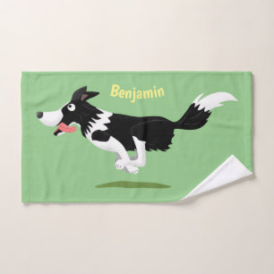 Conjunto De Toalhas Engraçado Cão da Borda Collie executando desenho a