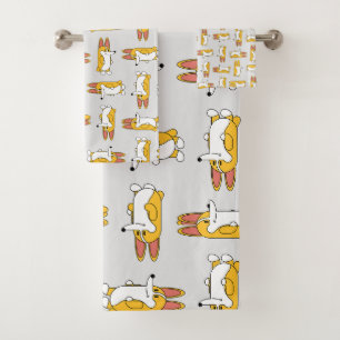 Conjunto De Toalhas Engraçado Cartoon Corgi Pattern