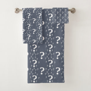 Conjunto De Toalhas enigma ponto de interrogação puzzle azul-cinza