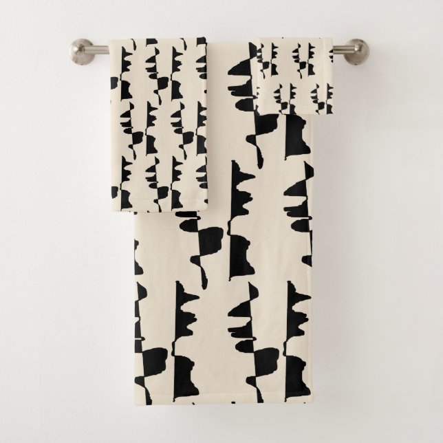 Conjunto De Toalhas Ensemble de Linge de Bain - Abstrait Dual Face (Insitu)