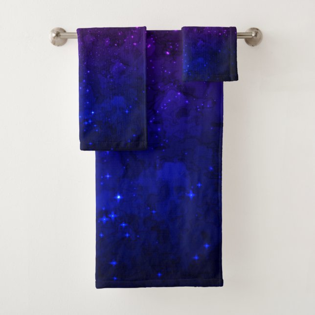 Conjunto De Toalhas Entre estrelas na galáxia azul e roxa (Insitu)