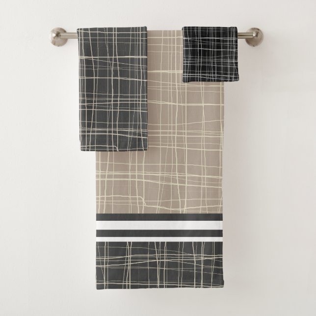 Conjunto De Toalhas Esboço de cinza moderna elegante 3 (Insitu)