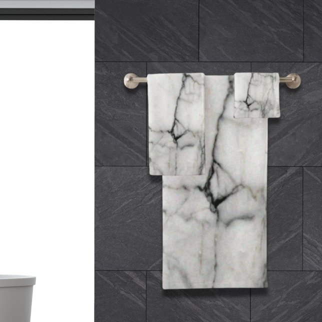 Conjunto De Toalhas escandaloso e moderno escândalo mármore branco de  (minimal scandinavian modern chic grey white marble bath towel set)