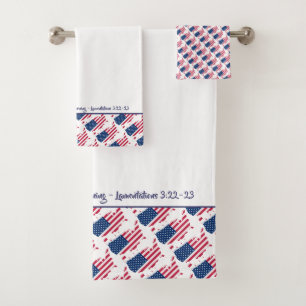 Conjunto De Toalhas Escritura Personalizada FLAG Personalizada da AMÉR