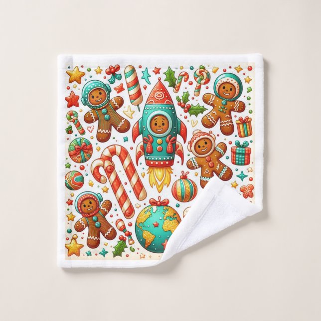 Conjunto De Toalhas Espaço de biscoito de gengibre de Natal (Pano de lavar)