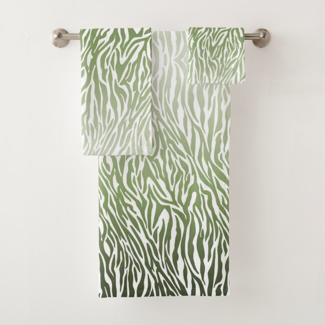 Conjunto De Toalhas Espelho de Impressão de Zebra Verde Selvagem (Insitu)