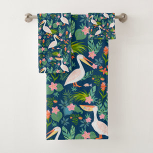 Conjunto De Toalhas Espelicanos cúbicos, flores tropicais coloridas