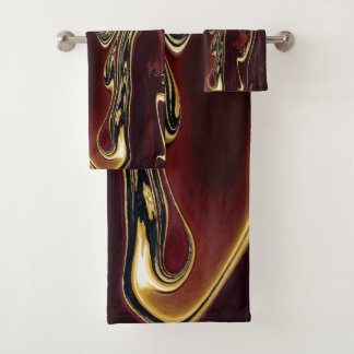 Conjunto De Toalhas Espirais azuis de ouro vermelho da Dourada Lava Mo