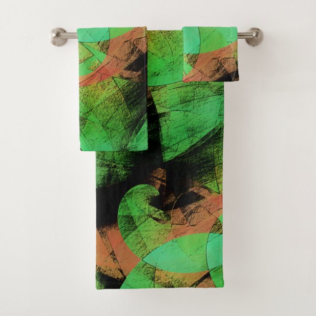 Conjunto De Toalhas Espirais verdes texturizadas de salmão mistos T (Insitu)