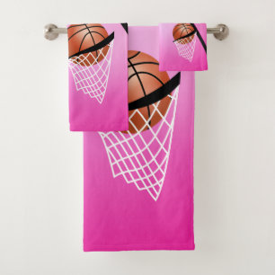 Conjunto De Toalhas Esporte 🏀 Basquete - Rosa / Personalizar