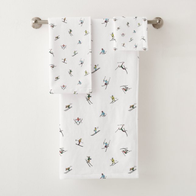 Conjunto De Toalhas Esquiadores De Inverno Em Ação (Insitu)