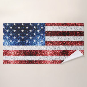 Conjunto De Toalhas Estados Unidos: bandeira azul-vermelho brilha