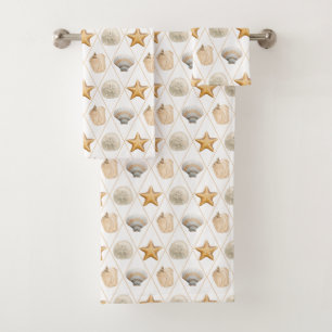 Conjunto De Toalhas Estaleiro costeiro e conchas