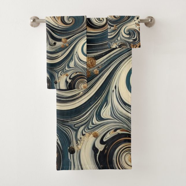 Conjunto De Toalhas Estampa de leopardo abstrata em espiral (Insitu)