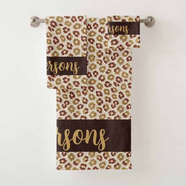 Conjunto De Toalhas Estampa de leopardo com brilho falso | Luxo  (Insitu)