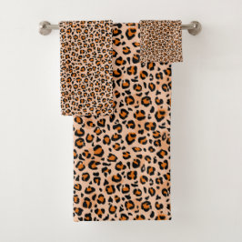 Conjunto De Toalhas Estampa de leopardo laranja e marrom