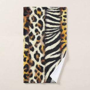Conjunto De Toalhas Estampa Mista de Animal Selvagem Pintada Abstrata
