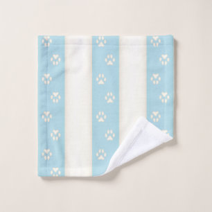 Conjunto De Toalhas Estampagem de pata de cão em uma faixa branca clar